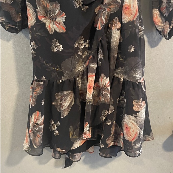 ALL SAINTS Jade Eden floral wrap mini dress size XS black long sleeve - Picture 11 of 12